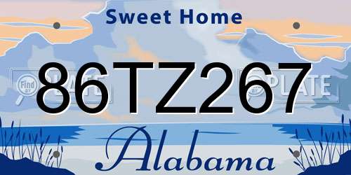 86TZ267 Alabama License Plate