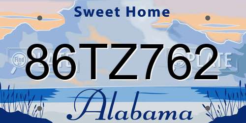 86TZ762 Alabama License Plate