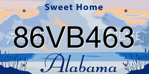 86VB463 Alabama License Plate