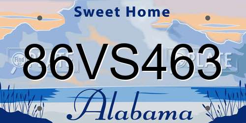 86VS463 Alabama License Plate