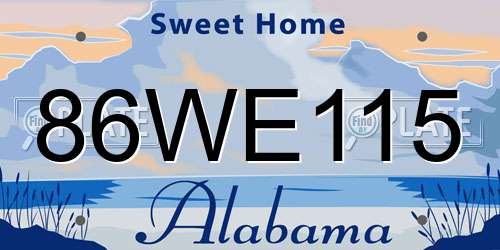 86WE115 Alabama License Plate