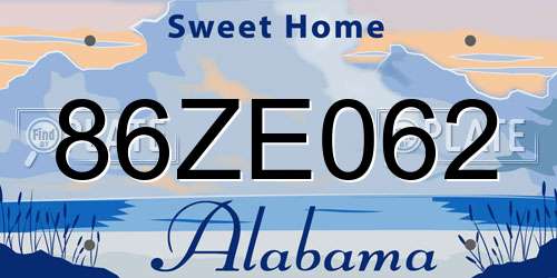 86ZE062 Alabama License Plate