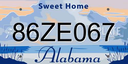86ZE067 Alabama License Plate