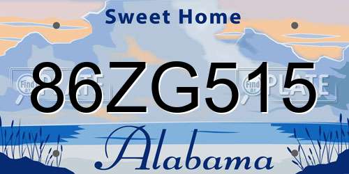 86ZG515 Alabama License Plate