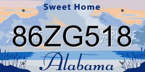 86ZG518 Alabama License Plate
