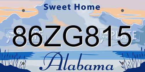 86ZG815 Alabama License Plate
