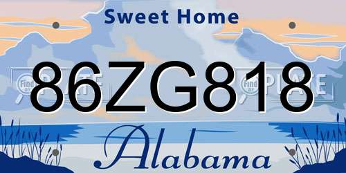 86ZG818 Alabama License Plate