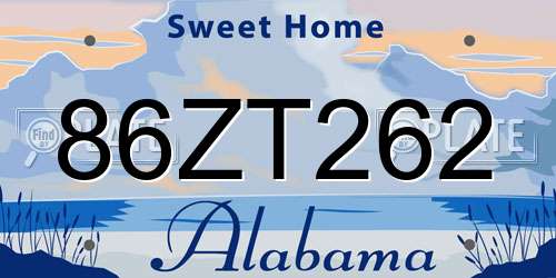 86ZT262 Alabama License Plate