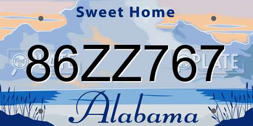 86ZZ767 Alabama License Plate