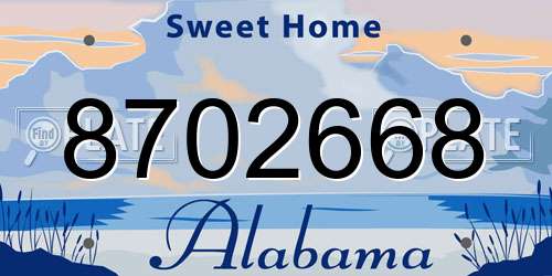 8702668 Alabama License Plate