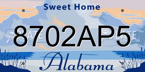 8702AP5 Alabama License Plate