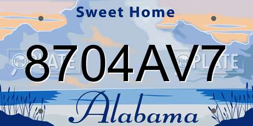 8704AV7 Alabama License Plate
