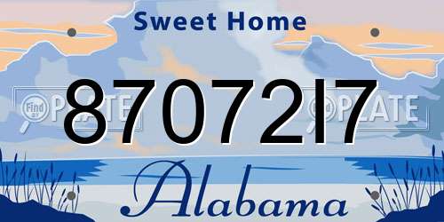 87072I7 Alabama License Plate