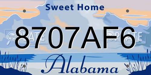 8707AF6 Alabama License Plate