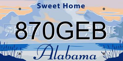 870GEB Alabama License Plate