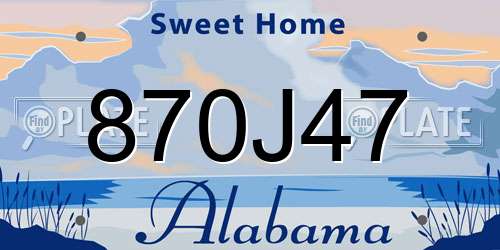 870J47 Alabama License Plate