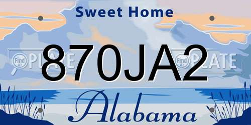 870JA2 Alabama License Plate