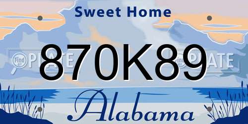 870K89 Alabama License Plate