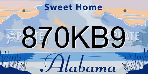 870KB9 Alabama License Plate