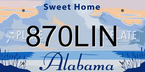 870LIN Alabama License Plate