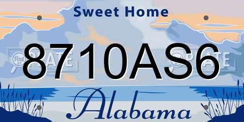 8710AS6 Alabama License Plate