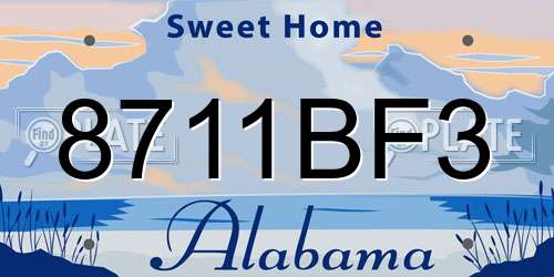 8711BF3 Alabama License Plate