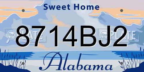 8714BJ2 Alabama License Plate