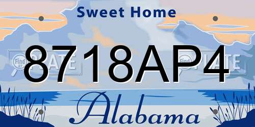8718AP4 Alabama License Plate