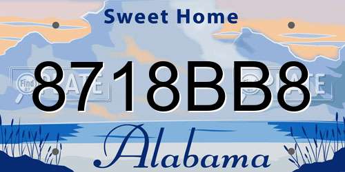 8718BB8 Alabama License Plate