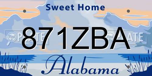 871ZBA Alabama License Plate
