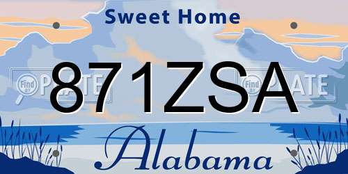 871ZSA Alabama License Plate