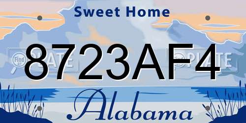 8723AF4 Alabama License Plate