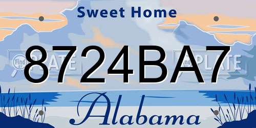 8724BA7 Alabama License Plate