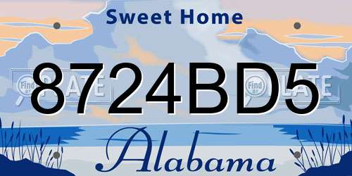 8724BD5 Alabama License Plate