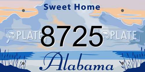 8725 Alabama License Plate