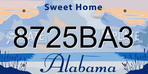 8725BA3 Alabama License Plate