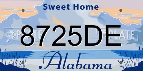 8725DE Alabama License Plate