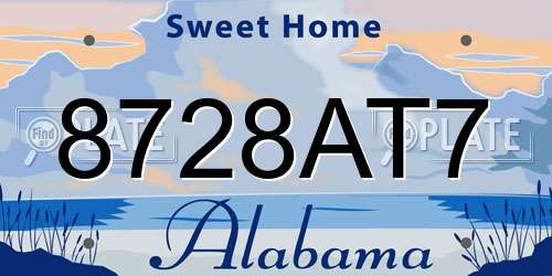 8728AT7 Alabama License Plate