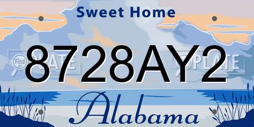 8728AY2 Alabama License Plate