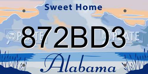 872BD3 Alabama License Plate