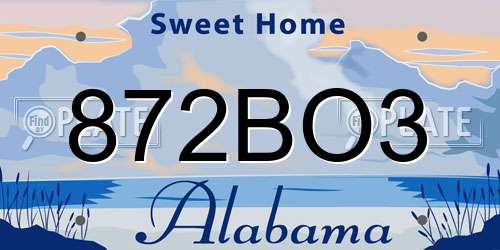 872BO3 Alabama License Plate