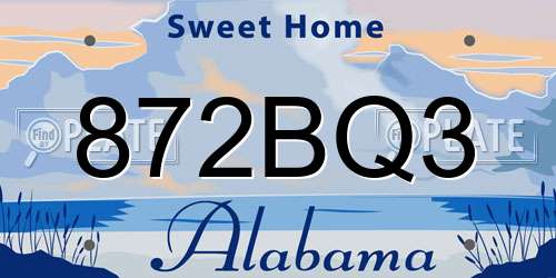 872BQ3 Alabama License Plate