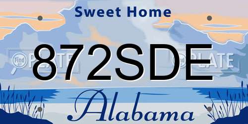 872SDE Alabama License Plate
