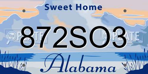 872SO3 Alabama License Plate