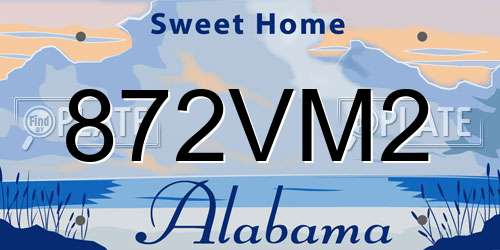 872VM2 Alabama License Plate