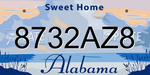 8732AZ8 Alabama License Plate
