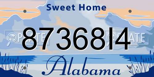 87368I4 Alabama License Plate