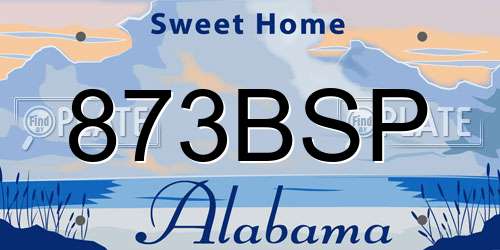 873BSP Alabama License Plate