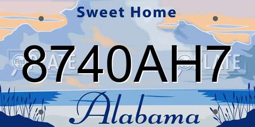 8740AH7 Alabama License Plate