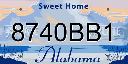 8740BB1 Alabama License Plate